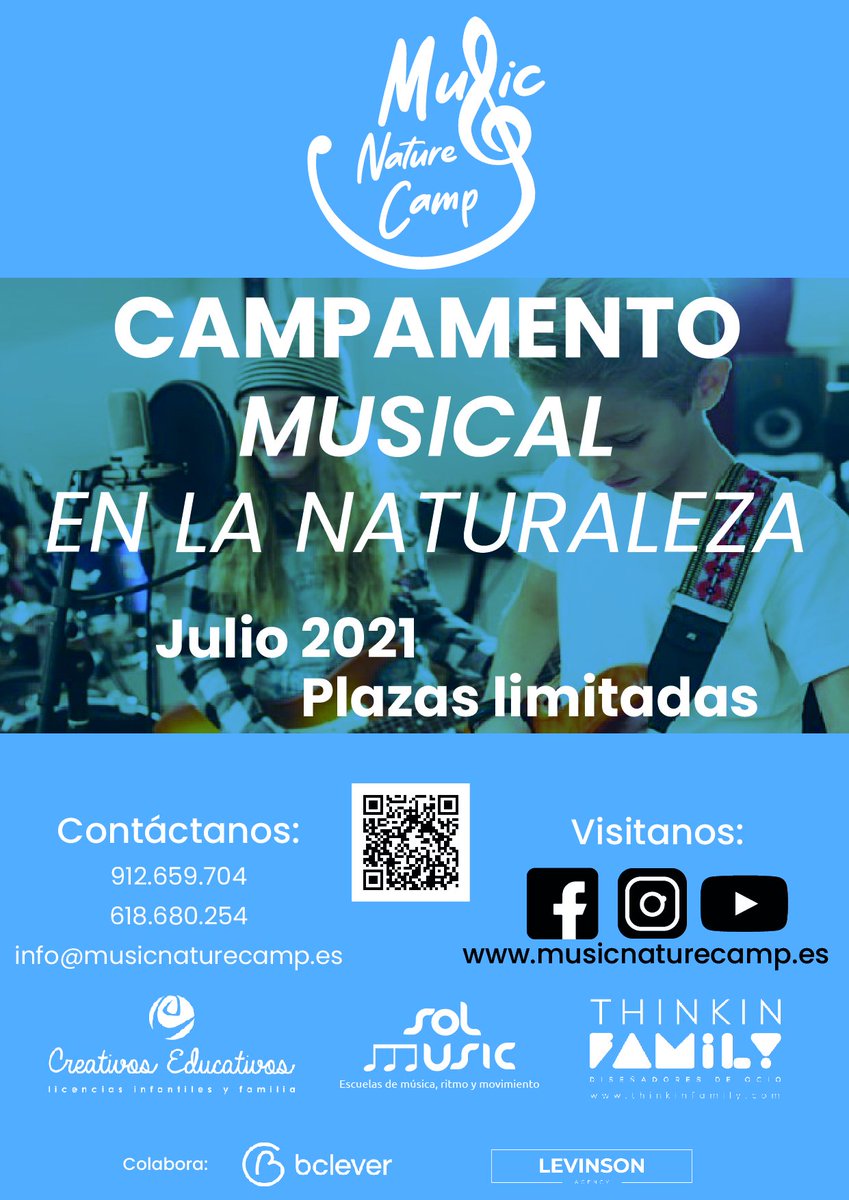 ¡Nuevo Proyectazo! Una experiencia unica (6-16 años), rodeados de naturaleza, con mucha música, mucho cariño, toda la diversión, deporte, piscina, masterclass, sorpresas espectaculares,probablemente el mejor campamento musical, MUSIC NATURE CAMP !! musicnaturecamp.es