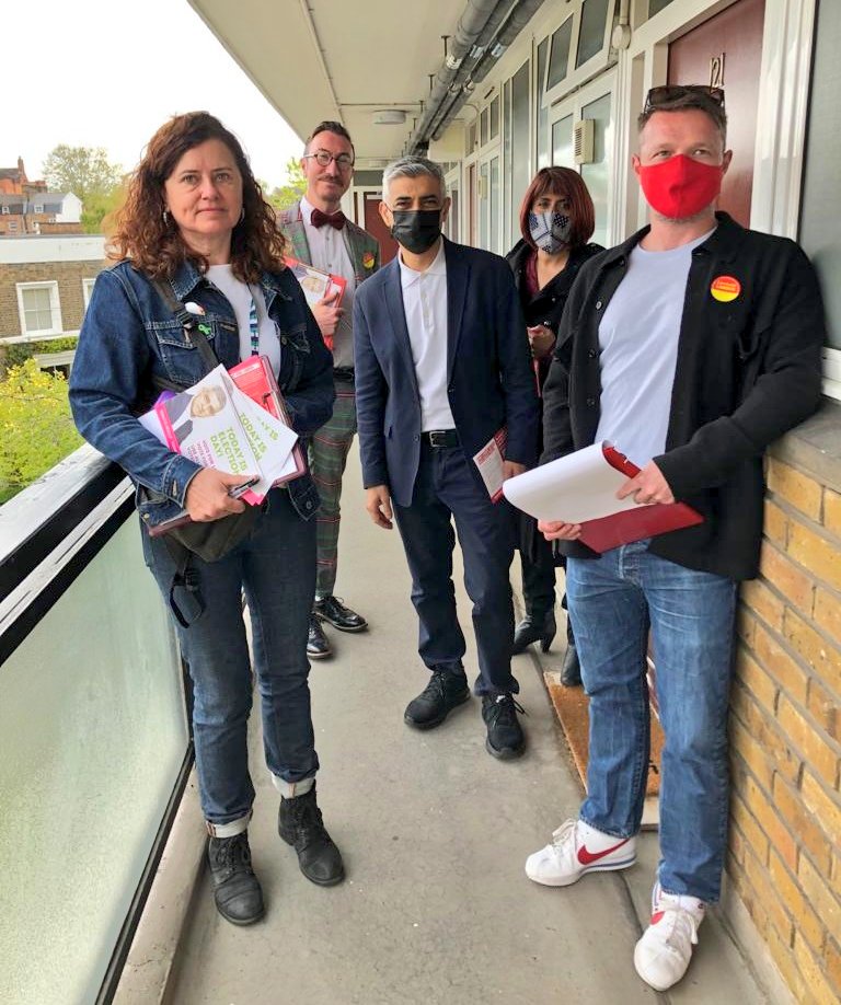 Today's election is a two-horse race between me and the Tory candidate, who doesn't share London's values.Good to be out with Team  @LambethLabour reminding local residents that every vote matters. If you love London - vote for it!  #VoteLabour  #TeamKhan