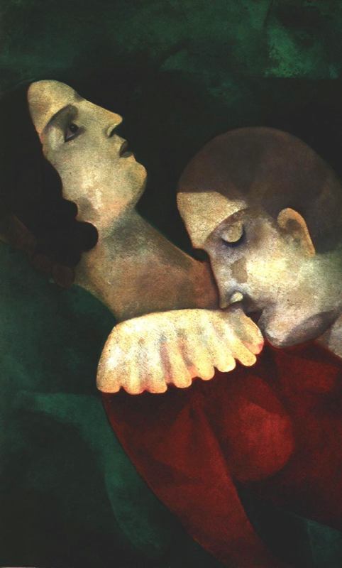 Lovers in green, 1917 #chagall #marcchagall