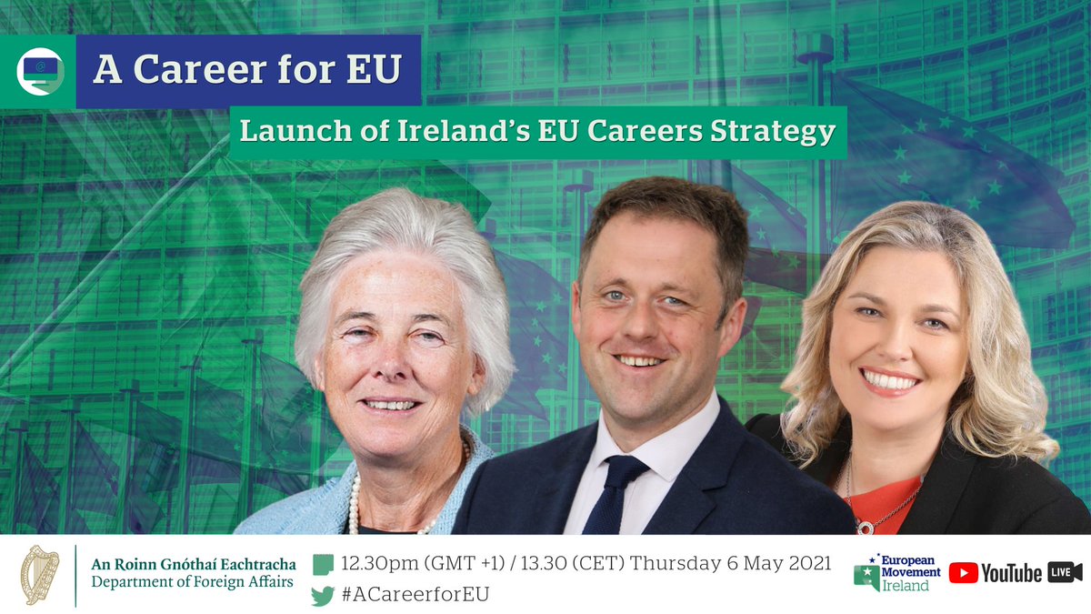 LIVE: Launch of Ireland’s strategy to increase Irish representation in the #EU’s Institutions and Agencies: #ACareerForEU. 
@emireland

▶️  youtube.com/watch?v=L8aCnL…
