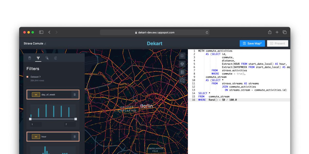 ml_review's tweet photo. Dekart – large Scale Map Visualizations using only SQL

– Visualize up to 1 million rows
– Save map and share link with your team
– Easy to deploy on Google Cloud

https://t.co/k8F1chtzz3 https://t.co/piWDUYHKHT