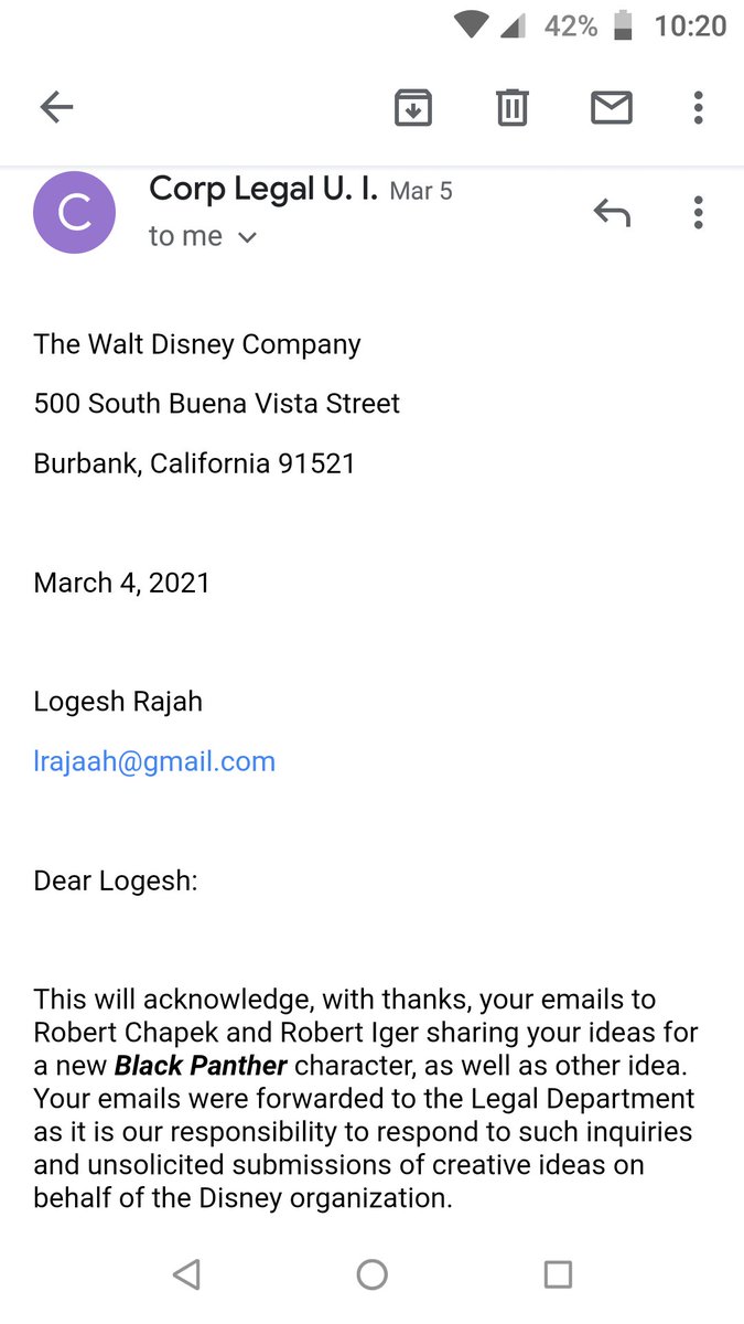  @VancityReynoldsThis is my proof that I tried talking with the execs of Disney.Once I got this mail, I stopped mailing them.I'm a man of my word,sir.If you say you can't help me, then I'll stop pleading you.Pls don't ignore meMsg me or even block me, but pls don't ignore me