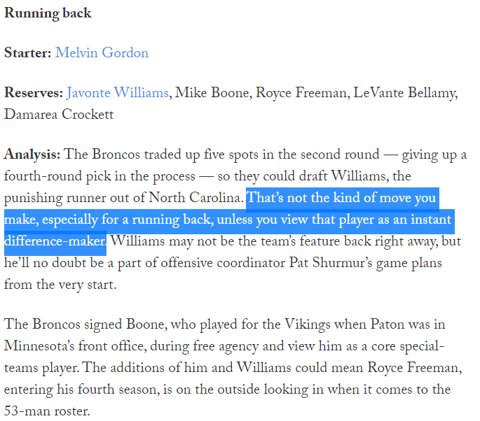 IMO the highlighted section is key for Javonte's 2021 outlook. Gordon didn't show much last year, just depends if the Broncos use the right guy. Lindsay left behind about 12 opportunities/game, so wouldn't be shocked to see Williams with ~10 opps/game to start (and room to grow).