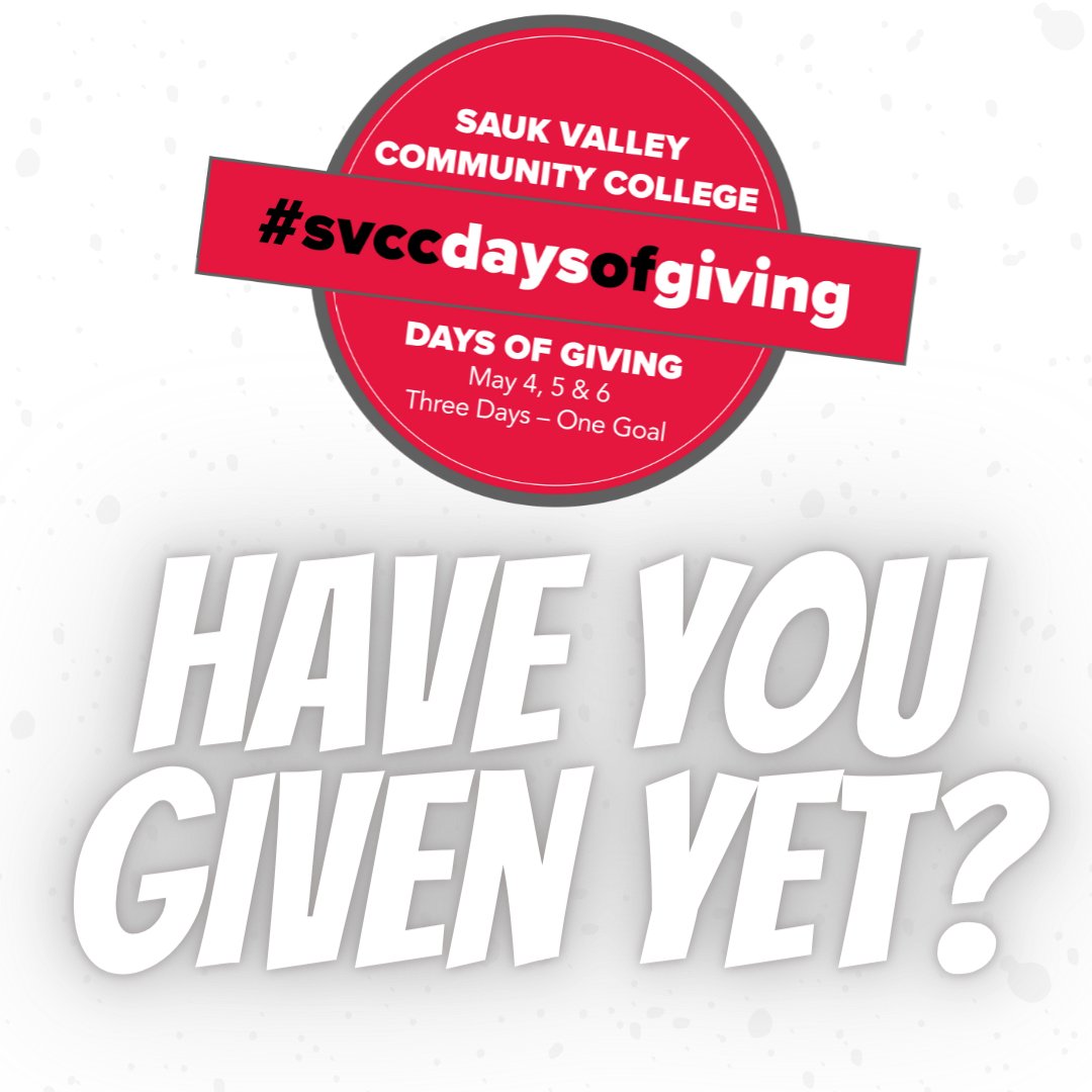 Thank you Sauk Valley Bank for your amazing gift to unlock 100 donor for the #SVCCDaysofGiving, svcc.edu/givingdays. You rock!