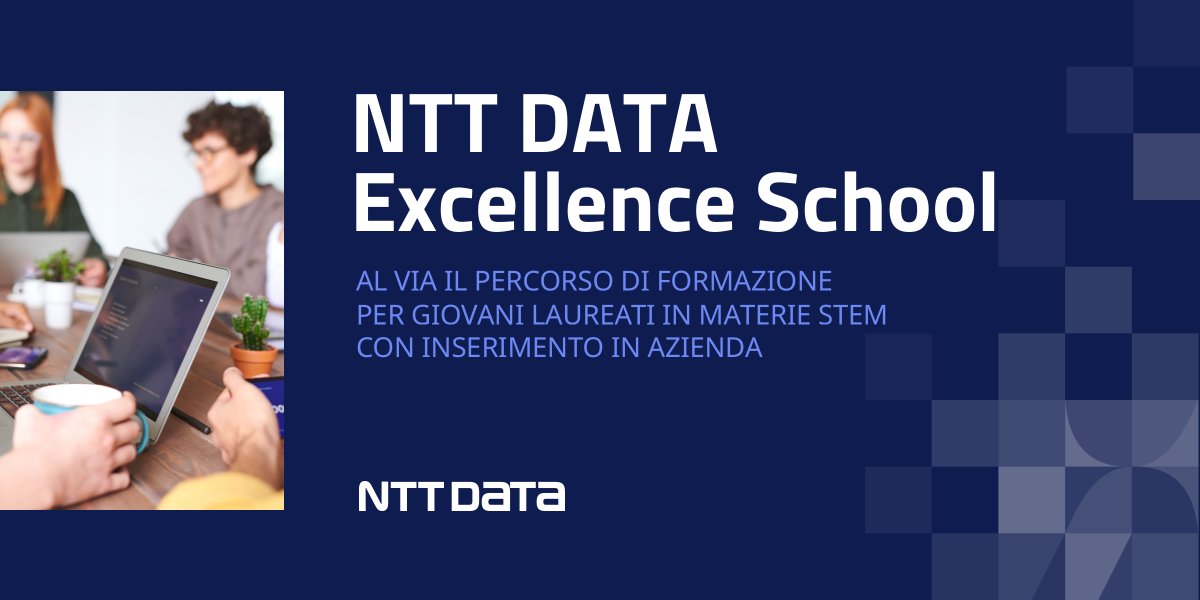 NTTDATA_IT's tweet photo. Sei uno studente con diploma informatico o neolaureato in materie #STEM? Entra alla #NTTDATAExcellenceSchool: potrai essere tra gli 80 talenti con la possibilità di seguire un percorso di formazione, ottenere certificazioni ed entrare in #NTTDATA!
https://t.co/J2gilm56te https://t.co/iMpP6oRqgS