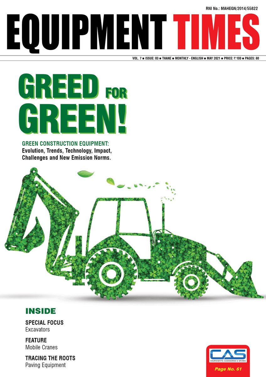 EQUIPMENT TIMES – MAY 2021… Check Out The Latest Issue!

equipmenttimes.in/equipment-time…

#constructionequipment #greenequipment #sustainableequipment #excavators #mobilecranes #pavingequipment #oilandlubricants #hydraulichose #oem