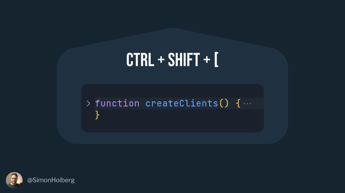 Fold (and unfold) codePlace your cursor inside a function, scope, between HTML brackets, etc.Now hit ctrl + shift + [ to fold the code.Hit ctrl + shit + ] to unfold.