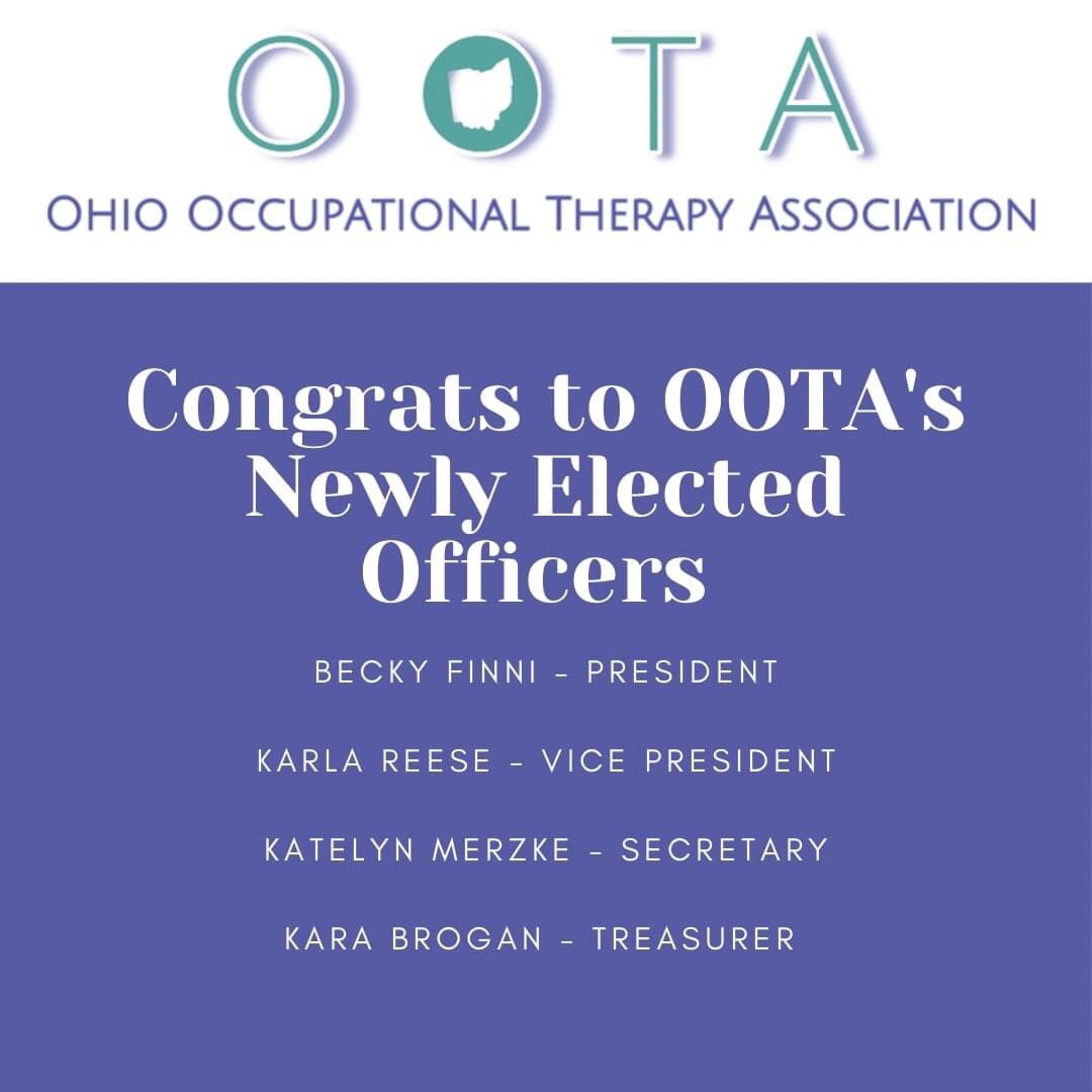 Please join us in congratulating our newly elected OOTA Officers!