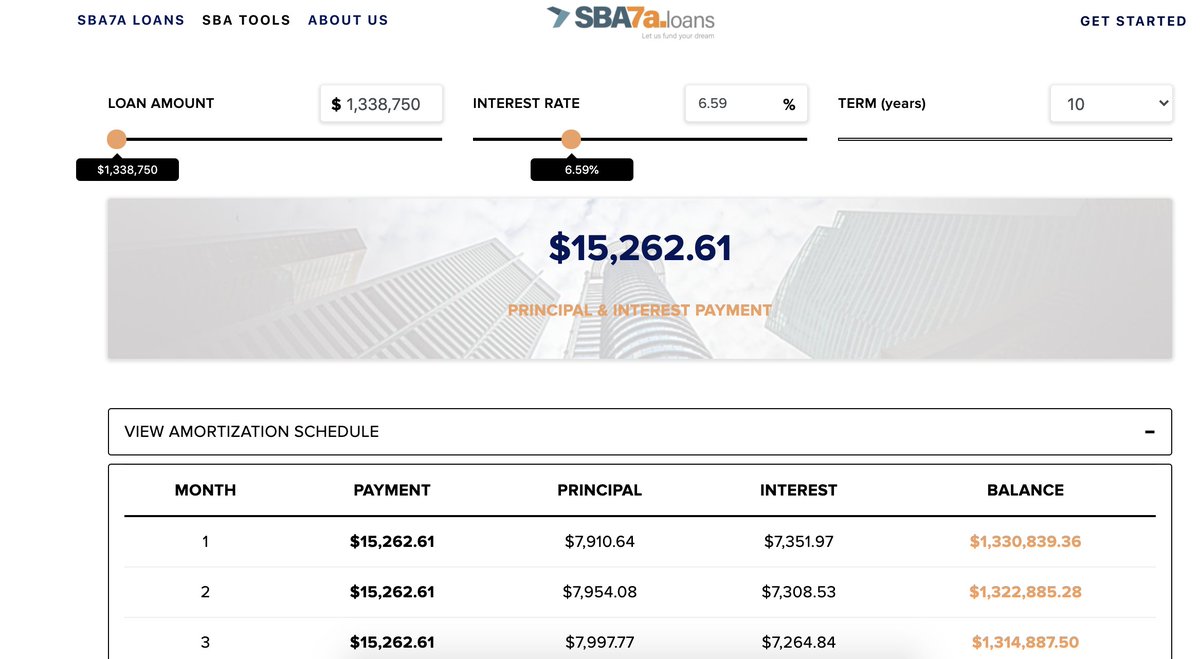 5/ With this deal structure, you end up with $472,500 of working capital that you can use to grow the business (buy trucks, hire talent, invest in marketing)BTW - SBA has a useful calculator to help you understand your debt payments