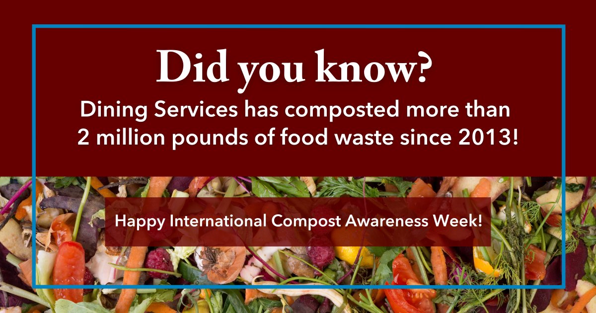 CofC's tweet image. Every CofC dining hall composts – just one way the College is building a more sustainable community!

#InternationalCompostAwarenessWeek #CofCDining #sustainability