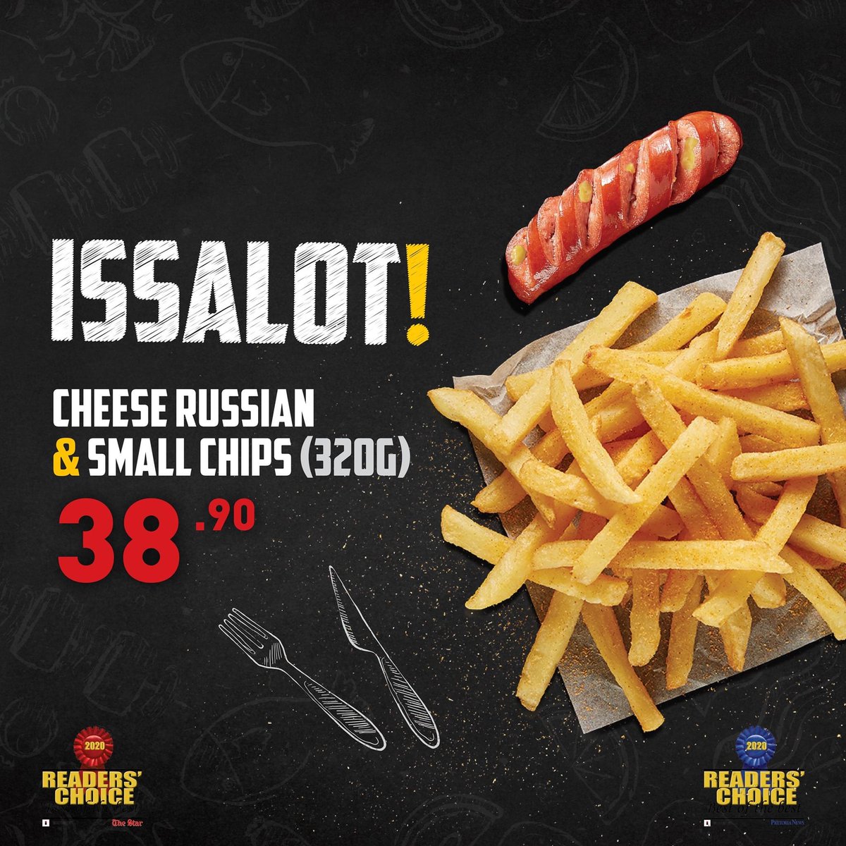 TheLakesideMall's tweet photo. There's no denying when it comes to The Fish &amp; Chip co. meals we make sure that ISSALOT! Pop into The Fish &amp; Chip Co Lakeside Mall and grab a Cheese Russian &amp; Small Chips meal while it's still hot 🔥
 
#TheFishAndChipCo
#Issalot
#sbwl https://t.co/80YtoXibG5