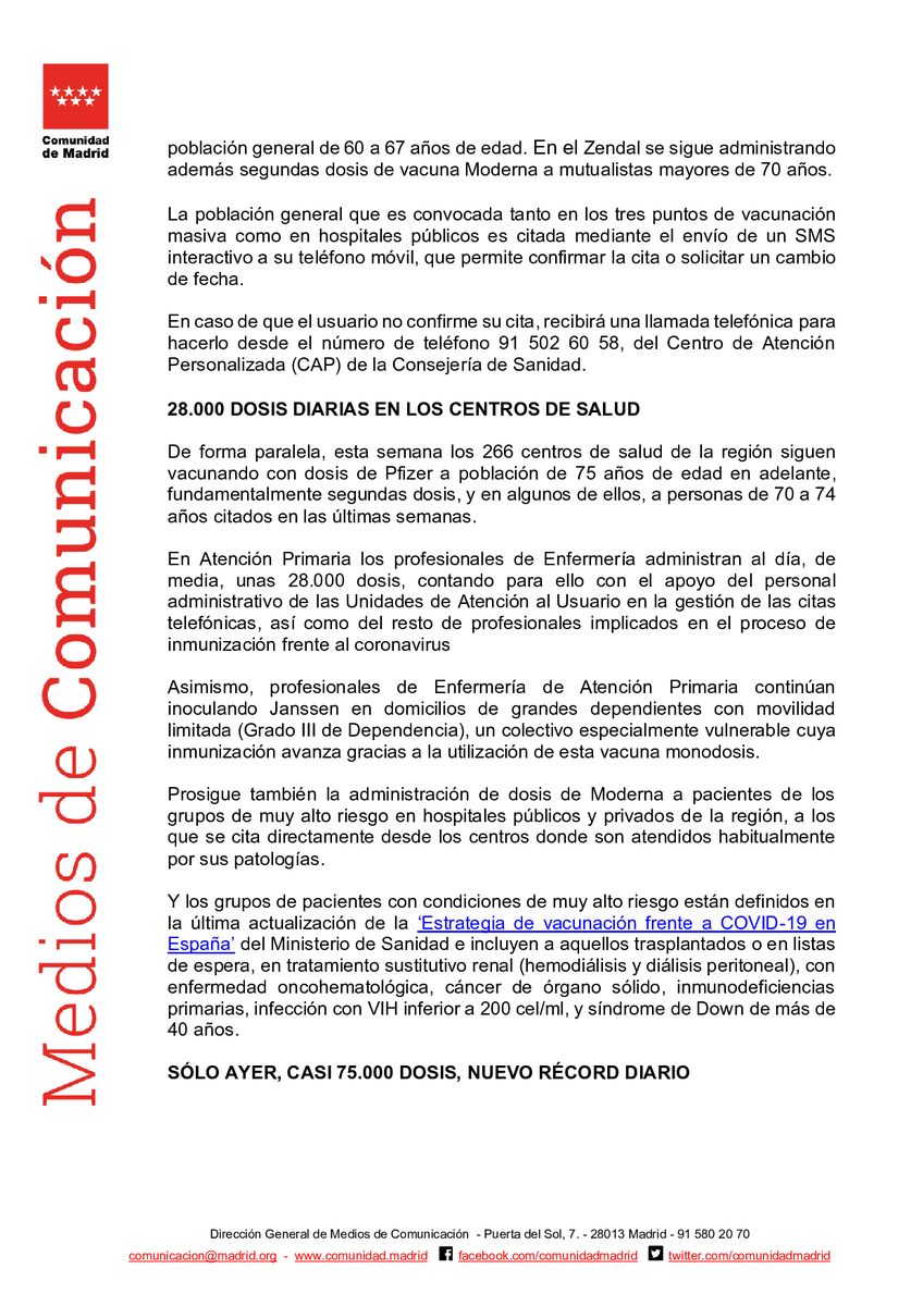 SaludMadrid's tweet photo. La @ComunidadMadrid extiende la #vacunacion frente al #Covid_19 a población menor de 60 años

#coronavirusmadrid #coronavirus #Madrid https://t.co/qudsl4K5Su