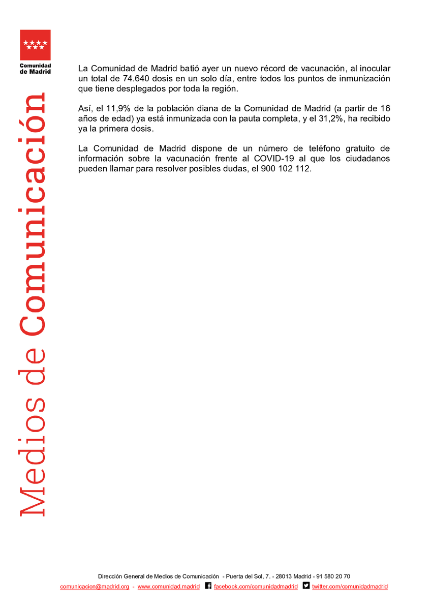 SaludMadrid's tweet photo. La @ComunidadMadrid extiende la #vacunacion frente al #Covid_19 a población menor de 60 años

#coronavirusmadrid #coronavirus #Madrid https://t.co/qudsl4K5Su