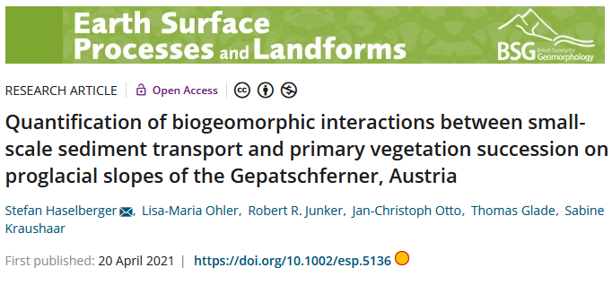 (1/4) Here we go... finally my first #biogeomorphology paper is out there. A story of abiotic and biotic interaction and the co-development of stability and disturbance mechanisms. What a joyride! #ESPL #PHUSICOS @engage_univie @univienna @PLUS_RESEARCH @BSG_Geomorph