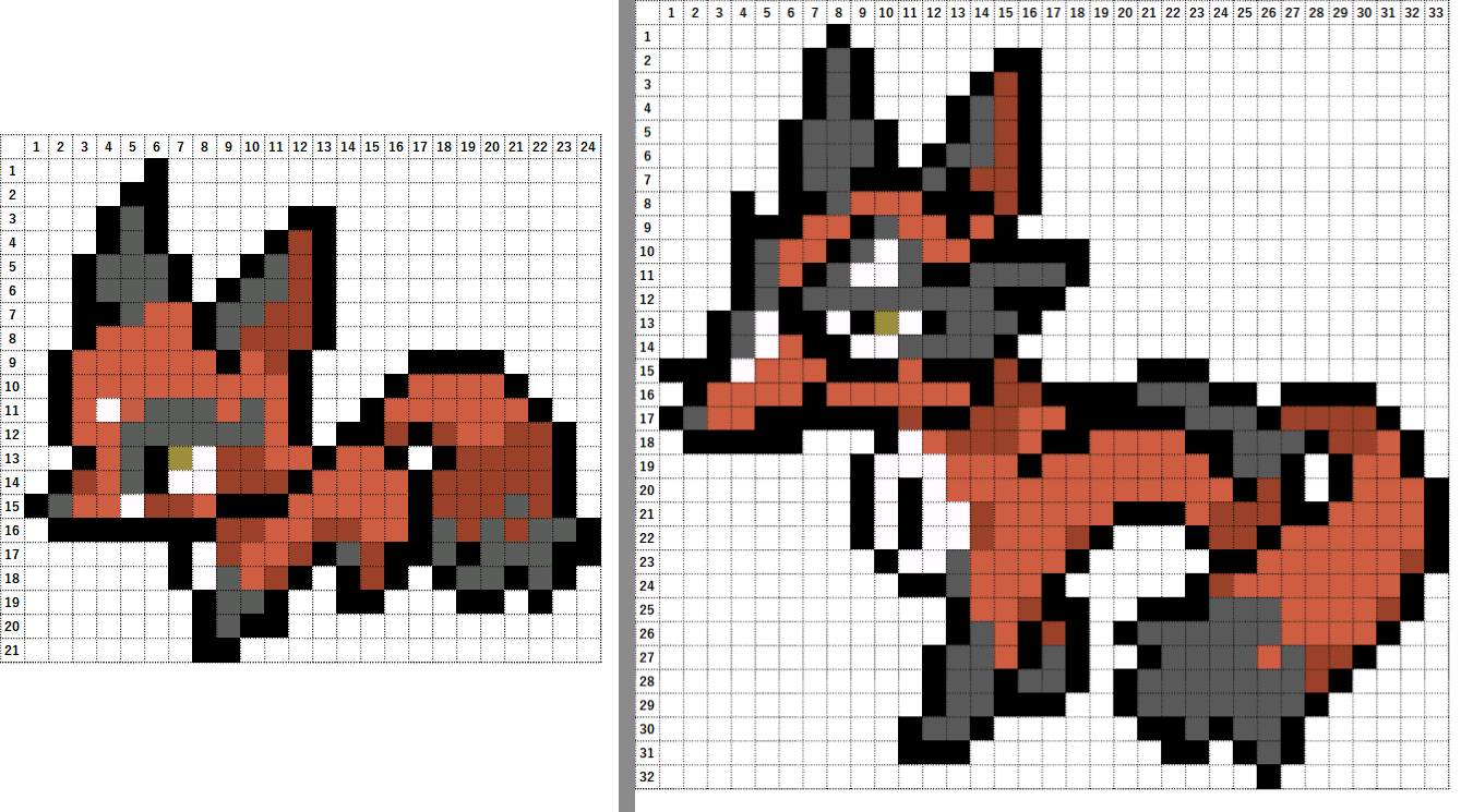 なやここ ポケモンアイロンビーズ図案つくる人 クスネが可愛くできて満足です ヾ ﾉ フォクスライに進化させたくない可愛さ クスネ Nickit フォクスライ Thievul ポケモン好きさんと繋がりたい Pixelart アイロンビーズ T Co