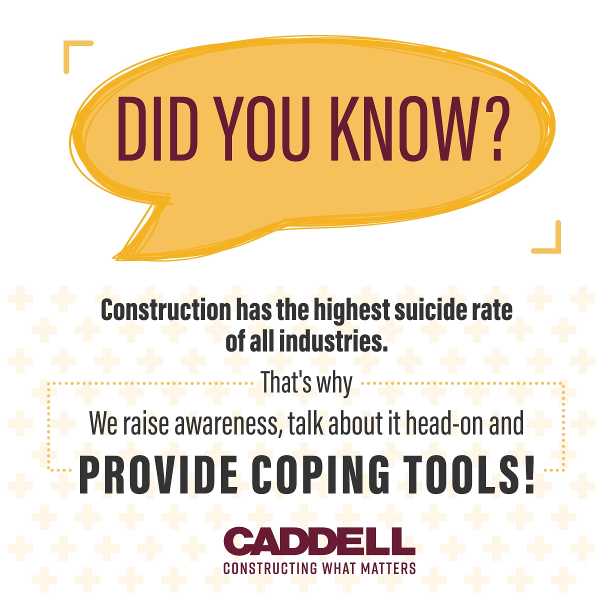 Today's toolbox topic, 'Mental Health Awareness & Suicide Prevention in Construction,' is a heavy one, but our project teams are taking it head on and sharing ways to stay safe mentally AND physically. #ConstructingWhatMatters  #CaddellSafetyAlways #BuiltOnSafety #SafetyWeek2021