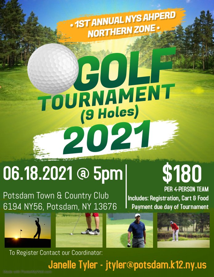 Join NYS AHPERD Northern Zone for their 1st Annual Golf Tournament!
#NYSAHPERD #PhysEd #HealthEd #golftournament