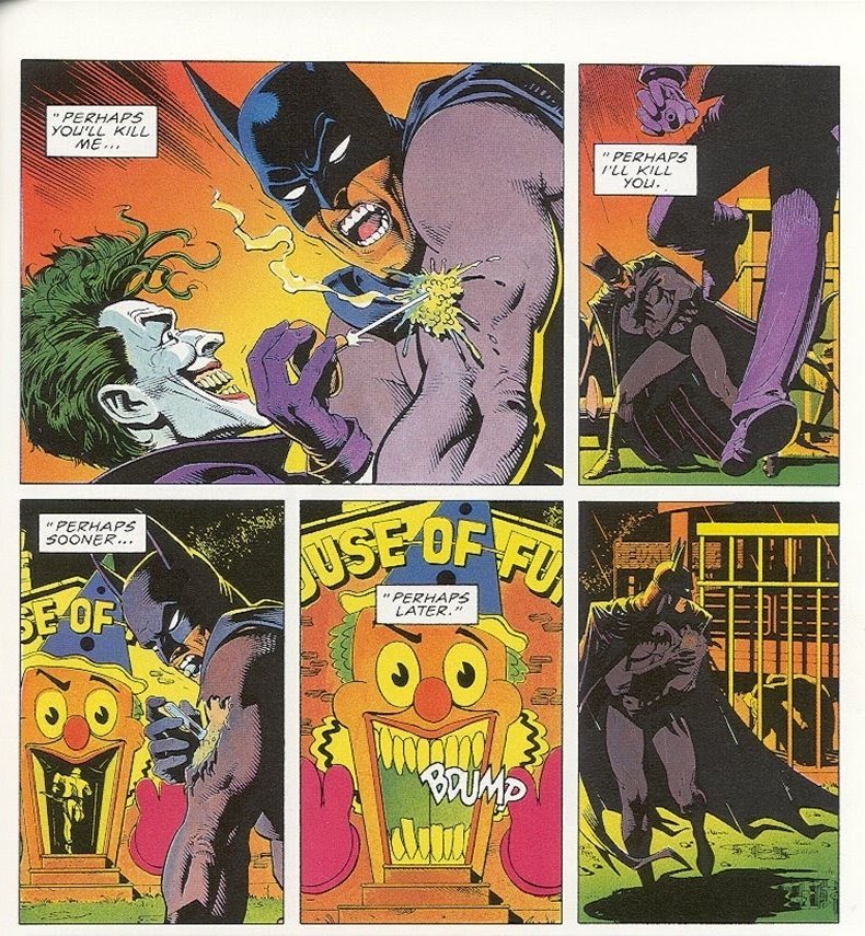 After Batman apprehended The Joker, Batman offers to rehabilitate Joker because he believes that there's no conclusion to their pointless banter ongoing for decades. Batman reassures Joker that there may still be a hint of compassion left in him-