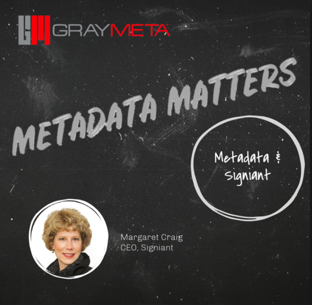 Signiant's tweet photo. Signiant CEO, Margaret Craig, joined Matt Eaton, managing director for EMEA at #GrayMeta to discuss everything #Metadata on the latest @_GRAYMETA podcast.

Listen to the full podcast here: https://t.co/OEZl7O1xkQ

#MetadataMatters https://t.co/C7gBg26gku