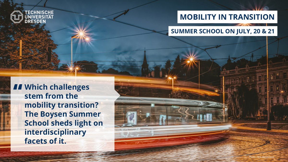 tudresden_de's tweet image. 🇬🇧 Summer School #MobilityTransition: Join the Boysen- #TUDresden Summer School in July 2021 to find out more about. Participants will discuss interdisciplinary facets of this global socio-technical #transition. Further info 👉 tu-dresden.de/ing/maschinenw…
