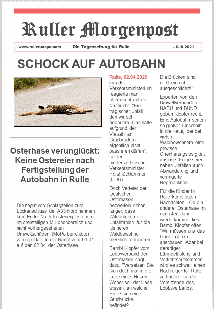 FreeWili (@_freewili_) on Twitter photo Ein interessanter Artikel in der Osterausgabe der Ruller MoPo :-)
<a href="/FOsnabruck/">Fridays For Future Osnabrück🌿</a> <a href="/SecretCoAuthor/">Daniel ☕️🗞️🚲</a> @GrueneOS <a href="/gruene_os_land/">Grüne_OS_Land</a> @bmvi gerne teilen, da lesenswert ;) #stopptA33Nord #Osnabrück Ein interessanter Artikel in der Osterausgabe der Ruller MoPo :-)
<a href="/FOsnabruck/">Fridays For Future Osnabrück🌿</a> <a href="/SecretCoAuthor/">Daniel ☕️🗞️🚲</a> @GrueneOS <a href="/gruene_os_land/">Grüne_OS_Land</a> @bmvi gerne teilen, da lesenswert ;) #stopptA33Nord #Osnabrück