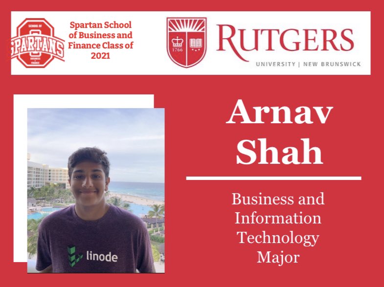 SpartanSofBF's tweet photo. Congratulations to Arnav Shah who will be attending Rutgers University New Brunswick! Way to represent the SSoBF! #SSoBF #SpartanLegacy https://t.co/81mnVgq1WP