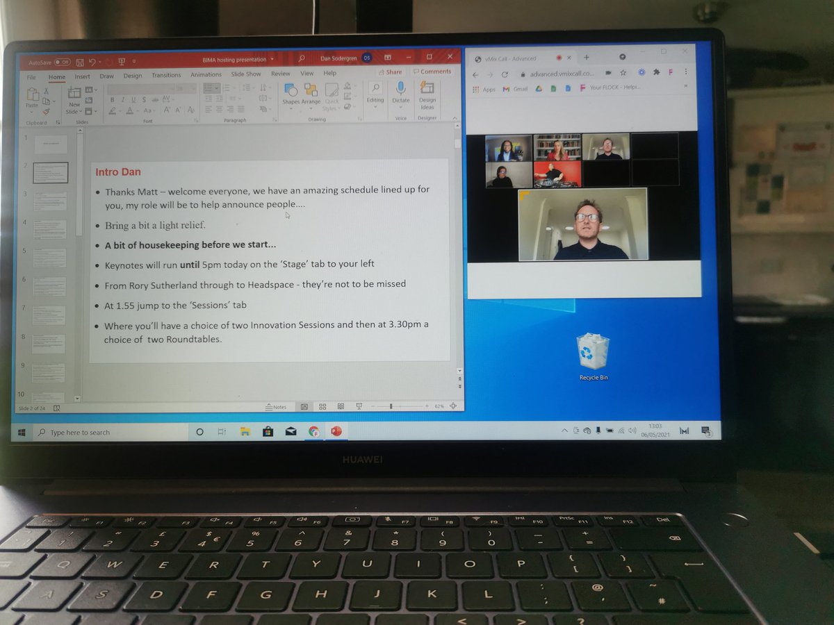 The reality behind the glamour.

Hopefully everyone loving the #BIMASpringboard.

I gotta grab a coffee and bite to eat. As unsurprisingly no snacks in my virtual green room.

Amazing speakers so far.

And Matt the new and rather clever MD of <a href="/BIMA/">BIMA (British Interactive Media Association)</a> has been a great host too.