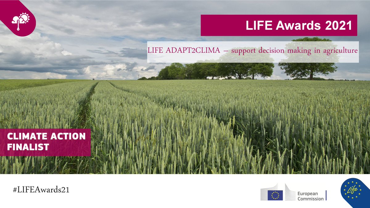 🏆 The #LIFEAwards21 Citizen’s Prize has been launched!

🗳️Vote for us, and help us spread the word on what <a href="/LifeAdapt2clima/">LIFE_ADAPT2CLIMA</a> has done to support farmers and decision makers by developing a web tool for adaptation to #climatechange🌾🔥

Link👉lifeawards.eu
#LIFEAwards21