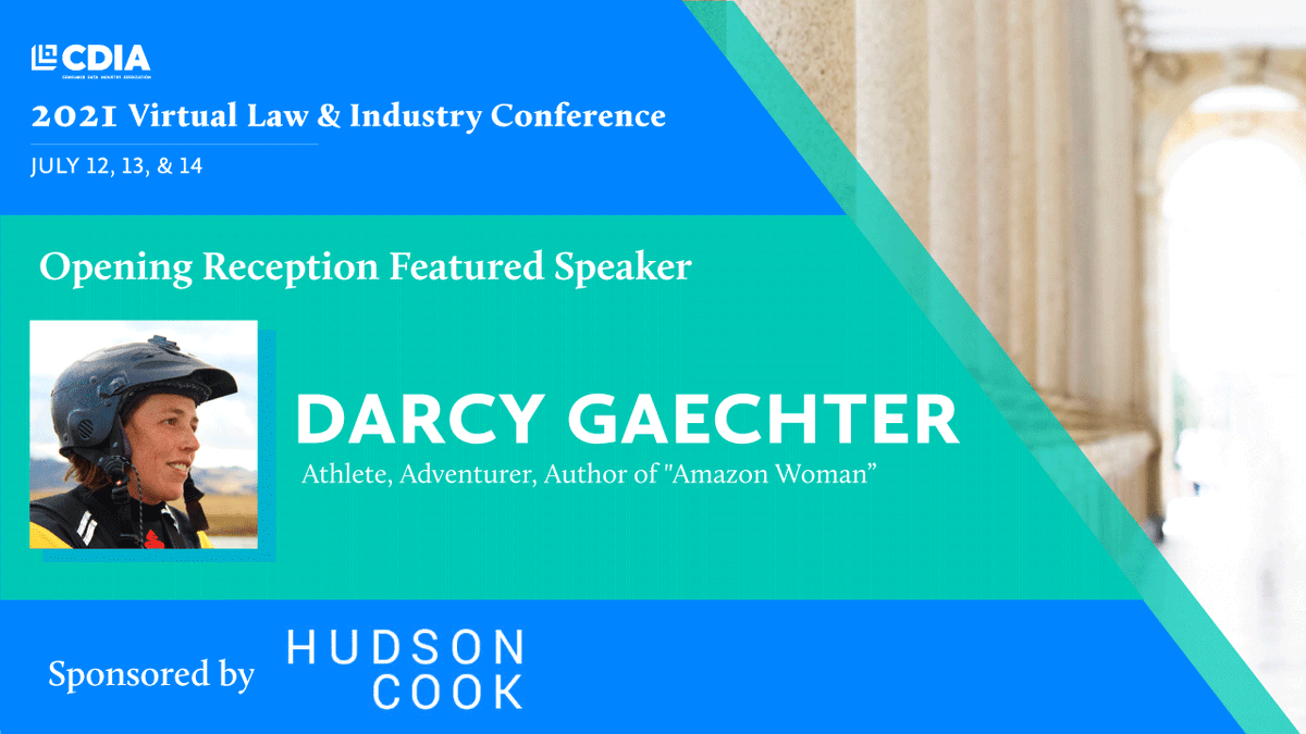 CDIAonline's tweet photo. Get ready to be inspired! At this year’s CDIA Law &amp; Industry Conference, author and adventurer @GaechterDarcy will join our Opening Reception to take us along her heart pounding journey across the Amazon, demonstrating how to overcome the odds. Register: https://t.co/MIxHixy0Cr https://t.co/dgix3uGa5h