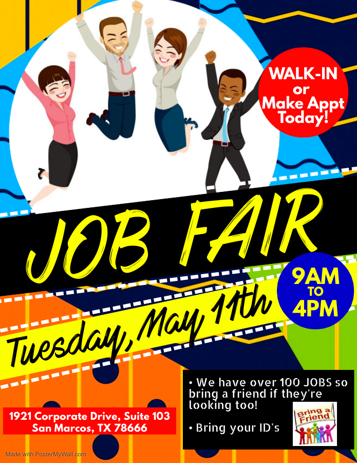 ppijobs's tweet image. Just a reminder that our Walk-In Job Fair is next week!!! Call ahead of time to schedule an appointment or just pop in!   512-392-2323

Remember to bring a friend if they're looking for work too!