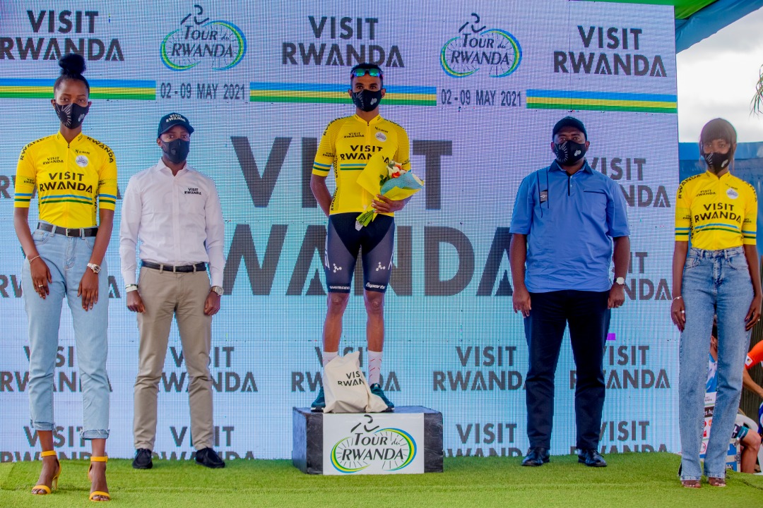 #TdRwanda2021 Stage 5 Photos 

GC <a href="/visitrwanda_now/">Visit Rwanda</a> 

<a href="/Metkel_eyob/">Metkel .Eyob</a> (<a href="/TSG_cyclingteam/">Terengganu Cycling Team</a>) 

For the 1st time, the 5 stages winner, Eyob wore the yellow jersey; on his 7th Tour du Rwanda. 

He is the 26th yellow wearer 

Now, 5 Eritreans have spent a day in yellow = Rwandans