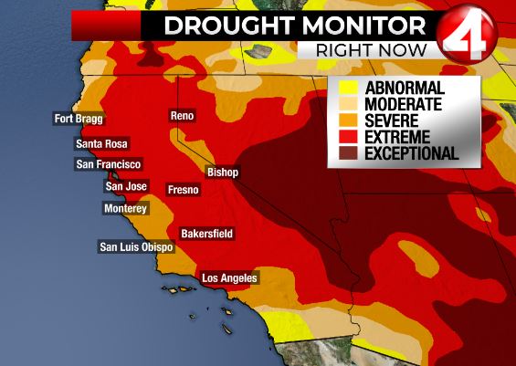 #CaliforniaDrought only expands in the latest drought monitor released this morning.  All of the Bay Area now in Extreme drought (red) as is more and more of the rest of California. @kron4news