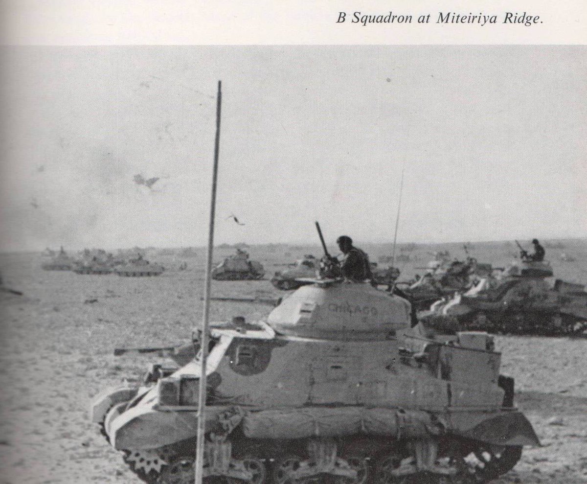 'B' Squadron, Warwickshire Yeomanry at Miteiriya Ridge 1st Battle of Alamein October 1942. This picture can be seen in 'Yeoman Yeoman The Warwickshire Yeomanry 1920-1956' by Paul BAKER. It also features in our WW2 Display at the Warwickshire Yeomanry Museum, Warwick.16/16