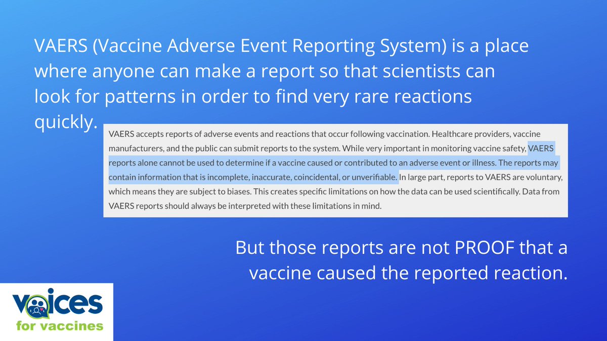 But look at all these terrible deaths on  #VAERS,  #TuckerCarlson says? Not so fast! Look at the disclaimer, first. Just because it was reported does not mean  #vaccines were the cause!