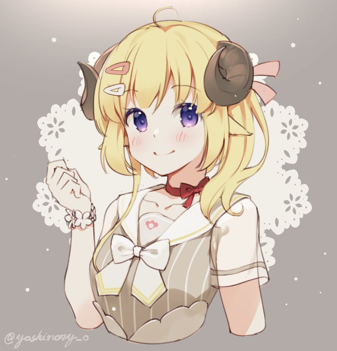 角巻わため 「新衣装はいぱーかわいかったので🐑
#つのまきあーと 」|ヨシノリョウのイラスト