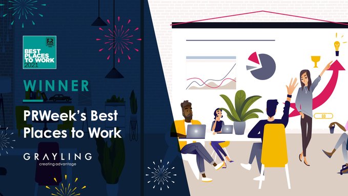 Amazing news for our <a href="/GraylingUK/">Grayling UK</a> colleagues🙌 They have been selected as the winners for the PRWeek Best Places to Work, Large Agency Award! 

A huge congrats to the team and truly well deserved! bit.ly/2RsoJBE
