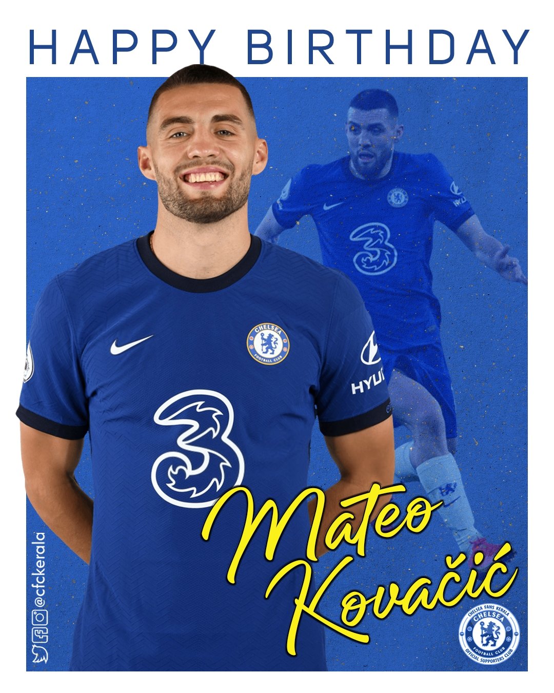 Happy birthday to Mateo Kovacic who turns 27 today.  