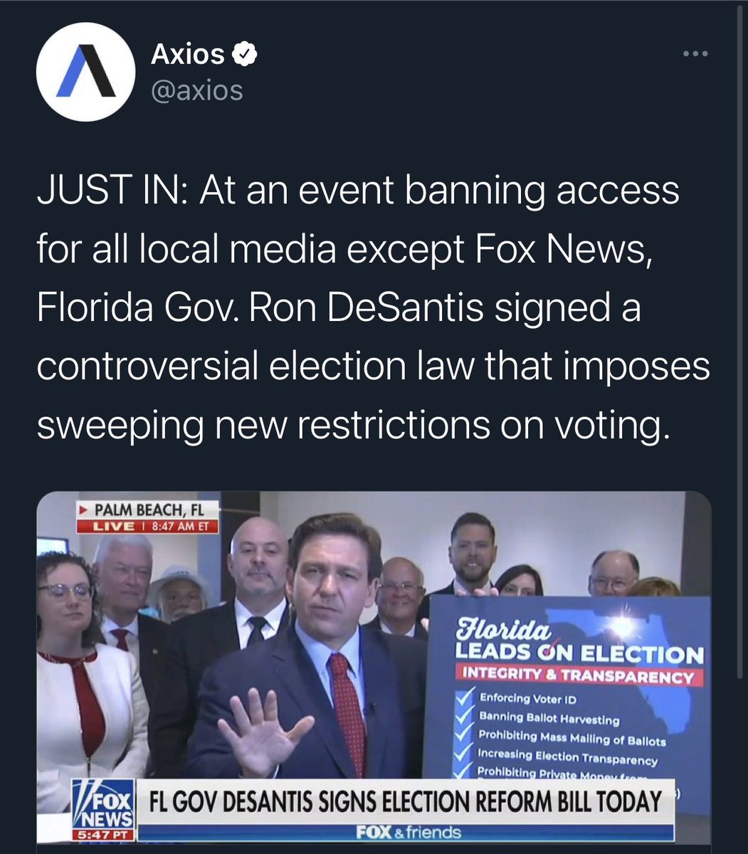 Here we go again. Before you write a story about the Florida law’s “sweeping restrictions” or “reducing voter access” please take a look at the specifics of the bill. Democrats want to make basic safeguards that have existed for decades toxic. Don’t help them gaslight.