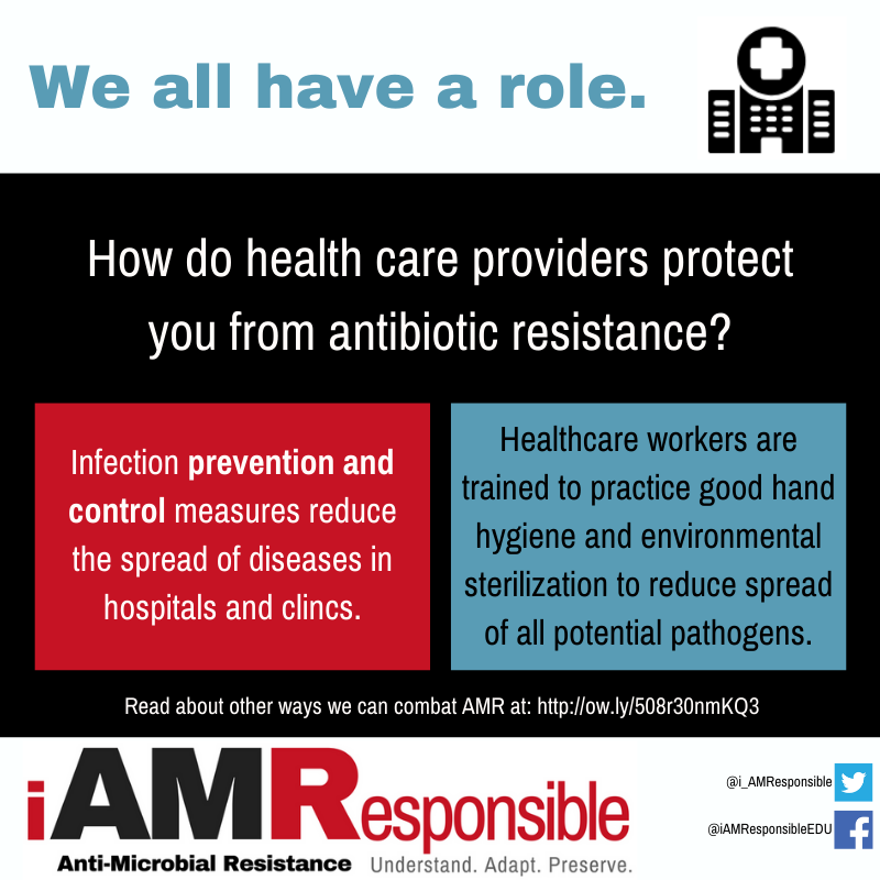 i_AMResponsible's tweet photo. We all have a role in combating #AntimicrobialResistance. Health care providers reduce the risk of #AMR infection with good hand hygiene and sterilization. Find out more about how we can combat AMR: https://t.co/9jFfef7Pcp https://t.co/C2VML2bX8S