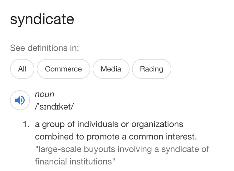 first, let's acquaint ourselves with the definition of 'government' and 'syndicate':