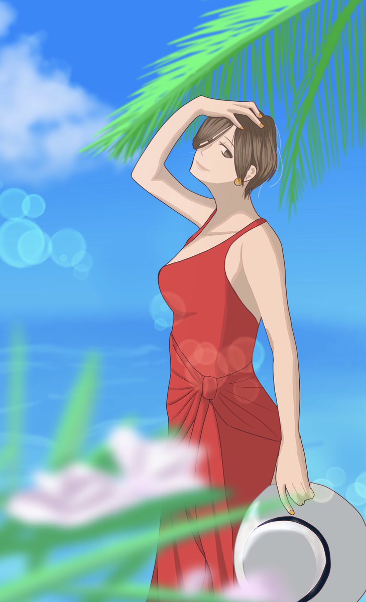 キリトリセン リゾート女子 夏子さんの色塗り影付け練習 手の影は上手くなったような気がするけど全体的にパッとしないなぁ 印象に残るイラスト描きたい 創作イラスト 女の子イラスト イラスト初心者