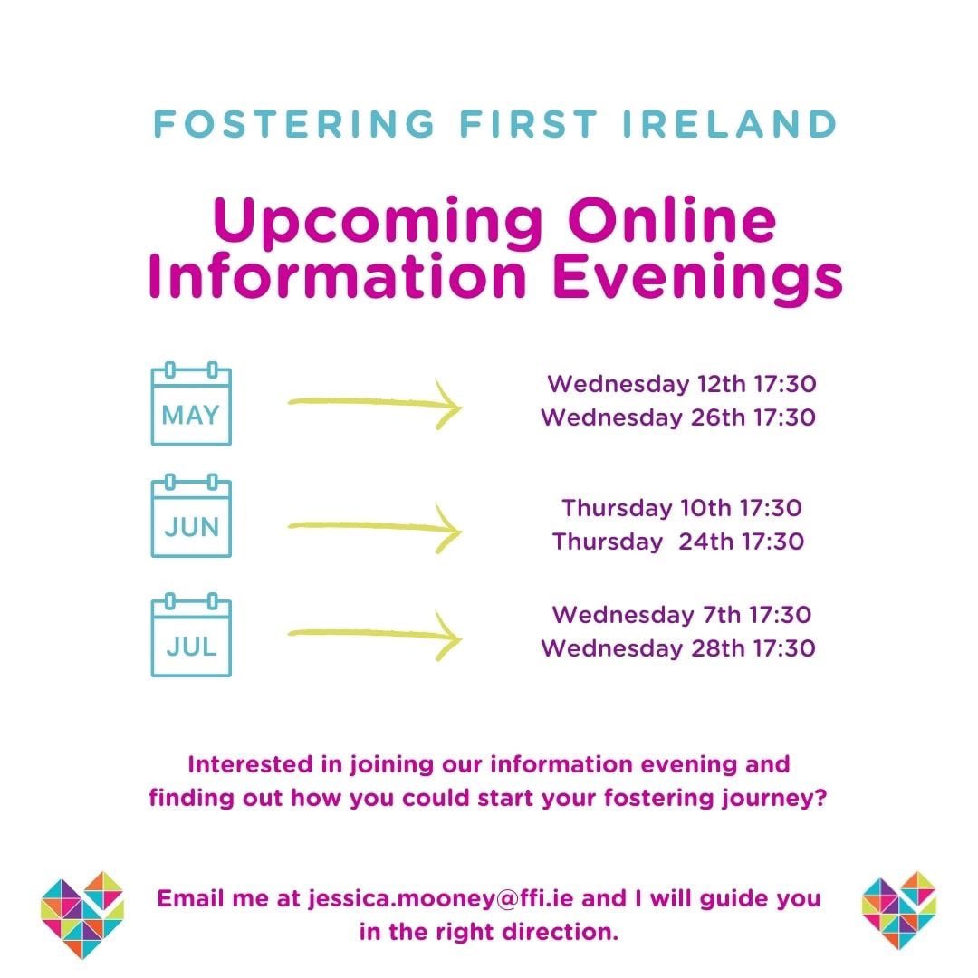 FosteringFirst's tweet photo. Interested in becoming a Foster Carer? Why not join one of our upcoming Information Events. Mail Jessica.Mooney@ffi.ie for more information. #FosteringFirst #IsNowYourTimeToFoster https://t.co/1nAJgRJ2C5