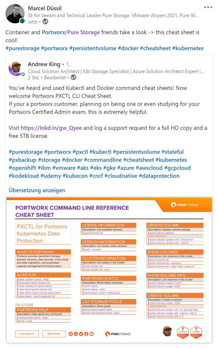 marcelduessil's tweet image. ref. -&amp;gt; Container and @portwx / @PureStorage friends take a look -&amp;gt; this cheat sheet is really useful! #purestorage #portworx #persistentvolume #docker #cheatsheet #kubernetes