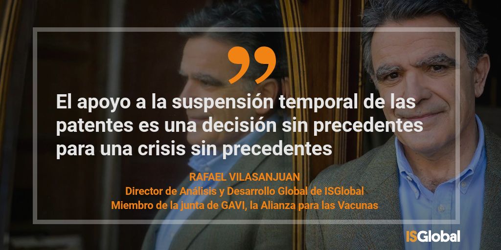 ISGLOBALorg's tweet image. ⏱¿Qué significa una suspensión temporal de #patentes? 
💉¿Puede influir en la producción de #vacunas?
📈¿Habrá más dosis a medio plazo?

@rvilasanjuan, dir. de Análisis y Desarrollo Global de ISGlobal y miembro de la junta de @gavi, nos aclara dudas.

👉🏽 isglobal.org/es/healthisglo…