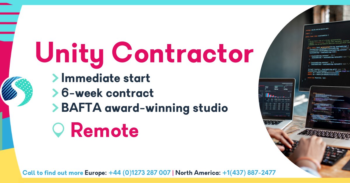 SkillsearchJobs's tweet image. Are you a #UnityProgrammer on the lookout for your next #contract role? If this sounds like you, check out this #remote opportunity at an award-winning studio now! Click the link to find out more!
#UnityContractor #UnityDeveloper #UnityDev #GameDev skillsearch.com/vacancy/unity-…