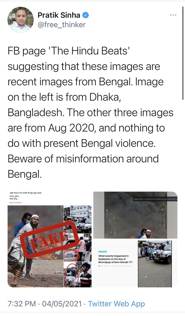 Such was the deluge of misinformation, that AltNews team had to debunk them real-time on Twitter without waiting to write a detailed fact-check 14/n