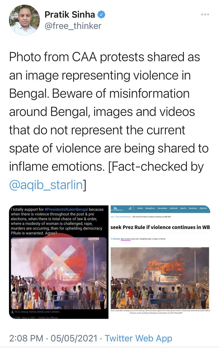 Such was the deluge of misinformation, that AltNews team had to debunk them real-time on Twitter without waiting to write a detailed fact-check 14/n