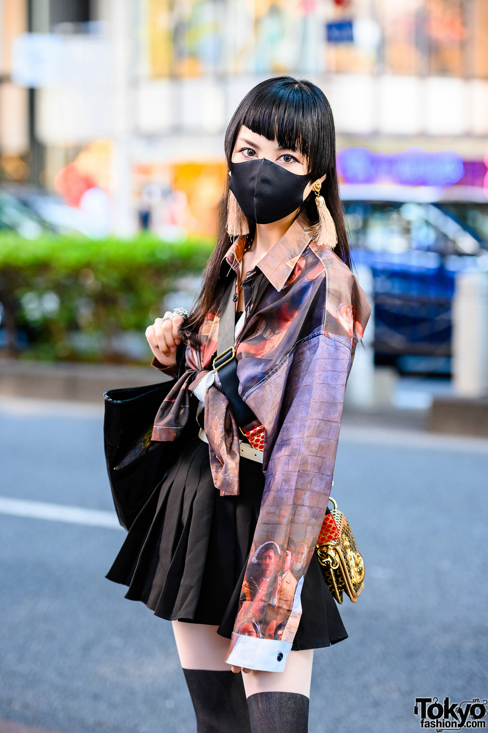 Tokyo Fashion on X: Tatsuya wearing a neon street style in Harajuku. His  look features an H&M mesh top (showing off his tattoos), vintage pants, a  quilted Chanel bag, LV accessories, and