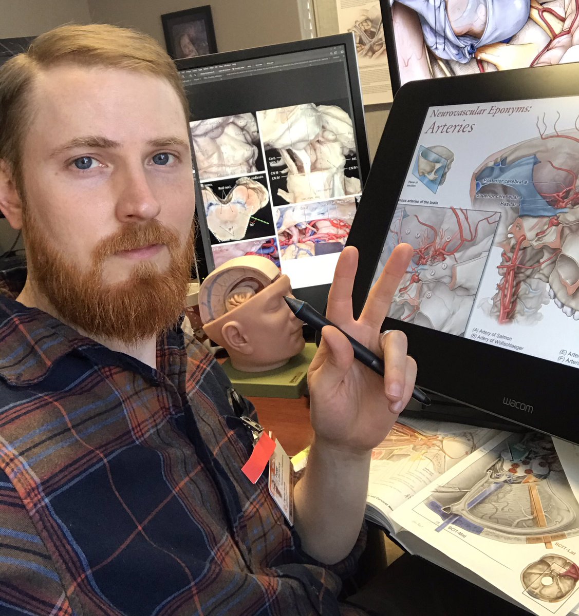 “Artist behind the art” challenge...Also, on my cintiq monitor is a little sneak peak of a poster that will be available in my shop soon! #medicalillustrator