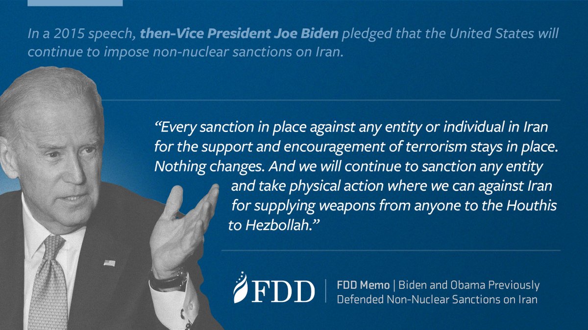 (5) Next, in a 2015 speech, then-Vice President Joe Biden pledged that the United States would continue to impose terrorism sanctions on  #Iran.Biden must not abandon this commitment.